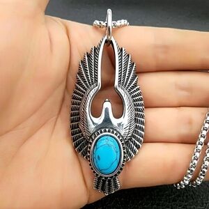 Silver and Turquoise Pendant Necklace